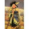 Grande sorcière de couleur jaune et noire.