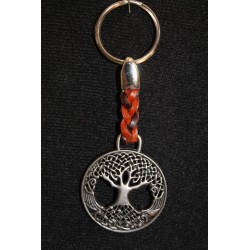 Porte clefs arbre de vie pour protéger en cuir et en métal.